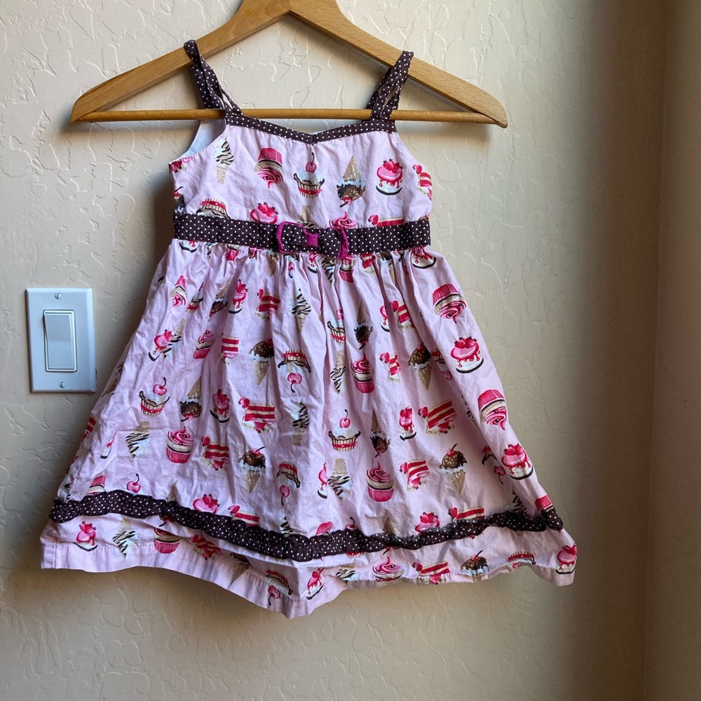 Girls pink dessert print dress